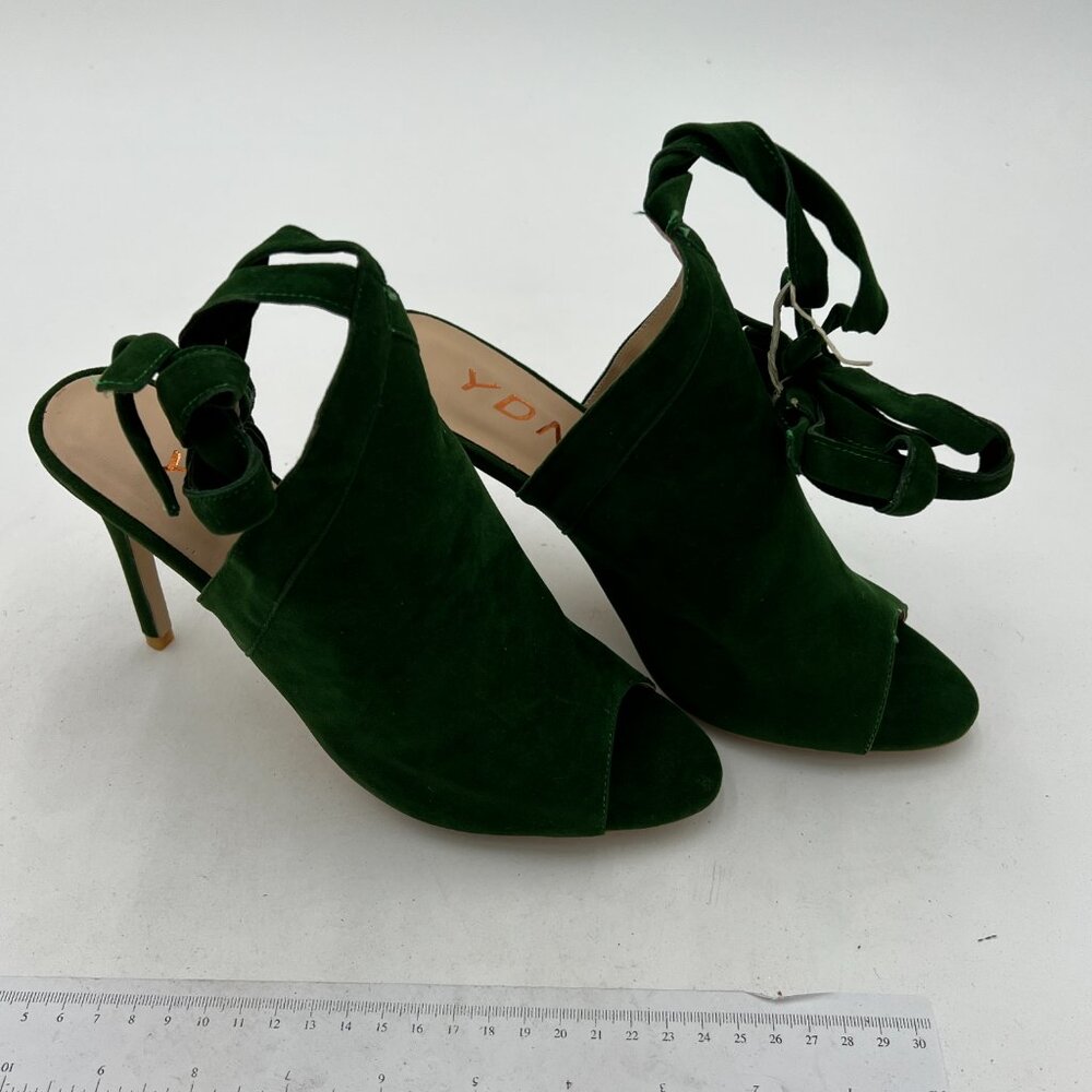 YDN Green Peep Toe Bootie Pumps Slingback High Heels Lace-up Evening Sandals Sho - Picture 4 of 8